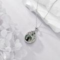 wholesale 925 Sterling Silver Cat and Tree of Life Green Agate Gemstone Pendant Necklace for Women Birthdays Gift-0-3