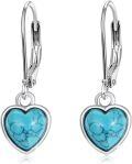 wholesale 925 Sterling Silver Heart Turquoise Earrings for Sensitive Ears Women Girls Vintage -0-0