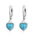 wholesale 925 Sterling Silver Heart Turquoise Drop Earrings-0-0