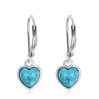 wholesale 925 Sterling Silver Heart Turquoise Drop Earrings-12A-Heart (Turquois)