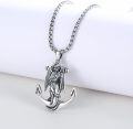 wholesale 925 Sterling Silver Angel on Anchor Pendant for Men's Necklaces with 24+2 Rolo Chain-0-3