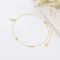 wholesale 14K Gold Beaded Cross Charm Ankle Anklet for Women - 8 + 2 Inches-0-5