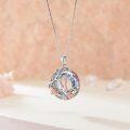 wholesale 925 Sterling Silver Round Crystal Rose Flower Sister's Forever Pendant Necklace-0-4
