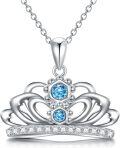 wholesale 925 Sterling Silver CZ Crown Pendant Necklace Gift for Women Jewelry-0-1