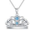 wholesale 925 Sterling Silver Crown Pendant Necklace Wholesale With Blue Gemstone-0-0
