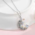 wholesale  Sterling Silver Moonstone Celtic Star Moon Pendant Necklace for Women -0-1