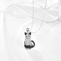 wholesale 925 Sterling Silver Black and White Crystal Cat Pendant Necklace for Women-0-3
