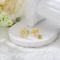 wholesale Gold Ship Wheel Crystal Stud Earrings for Women - 925 Sterling Silver Hypoallergenic  Set-0-4