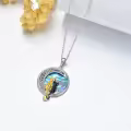 TOUPOP Sterling Silver Abalone Celtic Cat On Moon Necklace-0-4