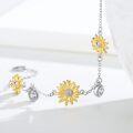 wholesale 925 Sterling Silver Daisy Flower Charm Bracelet & Anklet Set with Cubic Zirconia Gifts for Women-0-1
