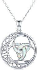 wholesale 925 Sterling Silver Celtic Trinity Knot Opal Moonstone Pendant Necklace for Women's Gifts-0-0