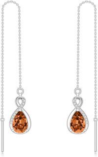 wholesale 925 Sterling Silver 12 Birthstone Infinity Threader Drop Earrings for Women-11-Nov-Citrine