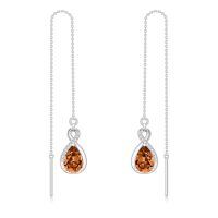 wholesale 925 Sterling Silver 12 Birthstone Infinity Threader Drop Earrings for Women-11-Nov-Citrine