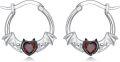 wholesale 925 Sterling Silver Bat Heart Red Crystal Hypoallergenic Hoop Earrings-0-0