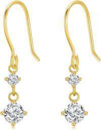 wholesale 14K Gold White Round Cut Simulated Diamond Studs For Girls And Teens - Hypoallergenic Surgical  Posts & Backings (Nickel Free)-2CT Moissanite Drop Earrings