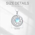wholesale 925 Sterling Silver Round Blue Opal Star & Moon Pendant Necklace-0-3