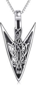 wholesale 925 Sterling Silver Celtic Knot Arrowhead Pendant Necklace Norse Viking Jewelry for Men Women Boys Girls Gifts-0-0