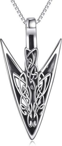 wholesale 925 Sterling Silver Celtic Knot Arrowhead Pendant Necklace Norse Viking Jewelry for Men Women Boys Girls Gifts-silver