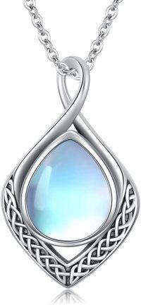 wholesale 925 Sterling Silver Moonstone Pendant with Celtic Knot Design and Chain for Women-Moonstone
