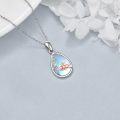 wholesale 925 Sterling Silver Teardrop Blue Opal Rabbit Tree Branch Star Pendant Necklace-0-3