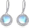 wholesale 925 Sterling Silver Moonstone Celtic Knot Leverback Earrings-0-0