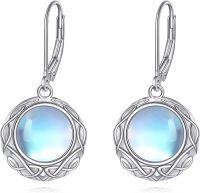 wholesale 925 Sterling Silver Moonstone Celtic Knot Leverback Earrings-B-Celtic Moonstone