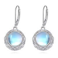 wholesale 925 Sterling Silver Round Moonstone Celtic Knot Drop Earrings For Women-B-Celtic Moonstone