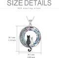wholesale 925 Sterling Silver Cat on the Moon Pendant Necklace with Blue Circle Crystal for Women-0-9