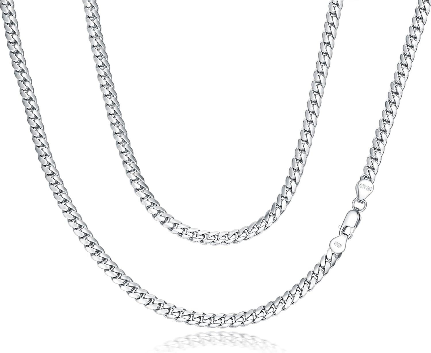 Sterling Silver Cuban Link Chain 3mm 4mm 5mm for Men Women 18 26 -0-0