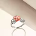 TOUPOP Sterling Silver Rose Flower Promise Ring For Women Birthday Gift-0-3