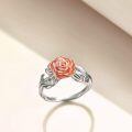 TOUPOP Sterling Silver Rose Flower Promise Ring For Women Birthday Gift-0-3