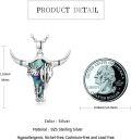 wholesale Sterling Silver Turquoise Cow Skull Necklace Western Cowgirl Jewelry-0-15