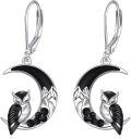 wholesale 925 Sterling Silver Crescent Moon Owl Earrings Witchy Halloween s for Women-0-0