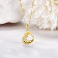 wholesale 14K Gold Mother Daughter Heart Pendant Necklaces with Cubic Zirconia Gifts for Mom and Her Little Girl-0-1