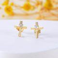 wholesale Gold 10K White Round Cut Moissanite Cross Stud Earrings Religious s for Women-0-3
