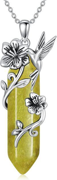 wholesale Sterling Silver Quartz Hummingbird Necklace Gift for Women Mom-Aug-08