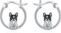 wholesale 925 Sterling Silver French Bulldog Dog Charm Hoop Earrings Gift for Women Girls-French Bulldog