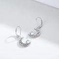 wholesale 925 Sterling Silver Moonstone Celtic Crescent Moon Drop Earrings for Women -0-1
