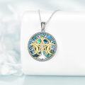 wholesale 925 Sterling Silver Tree of Life Pentagram Pendant Necklaces with Abalone Shell and Blue Crystal Elements Protection Amulet Gifts for Women-0-3