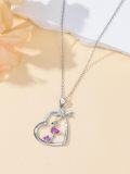 wholesale 925 Sterling Silver Flamingo Palm Tree Heart Shape Pendant Necklace for Women Girls Gifts-0-2