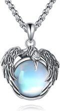 wholesale 925 Sterling Silver Moonstone Raven Pendant Gothic Jewelry for Women and Men -0-0