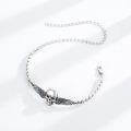 wholesale 925 Sterling Silver Winged Skull Bracelet with Red Eyes Gothic Charm Jewelry for Women Girls Christmas Gift-0-5