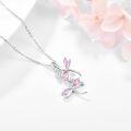 wholesale 925 Sterling Silver Pink Crystal Butterfly Pendant Necklace with Extender Chain (34)-0-3