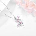wholesale 925 Sterling Silver Pink Sapphire And Zircon Flower Necklace-0-3