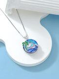 wholesale TOUPOP Whale Gifts S925 Sterling Silver Whale Pendant Necklace For Women With Blue Circle Crystal Plam Tree Jewelry Christmas Birthday Oceans Lover Gifts -0-3