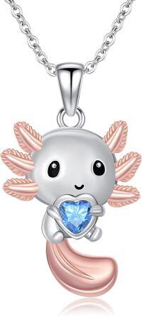 wholesale Sterling Silver 12 Month Birthstones Animals Necklace for Women Daughter (Axolotl Cow Pig Cat) Birthday Christmas Graduation Gift-01-12-Axolotl-Dec.-01-12-Axolotl-Dec.