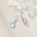wholesale 925 Sterling Silver Blue Moonstone Daisy Floral Vine Drop Leverback Earrings-0-4