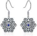 wholesale 925 Sterling Silver Lotus Flower Drop Earrings with Evil Eye and Religious Symbols - Hypoallergenic  for Her-0-0