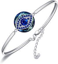 wholesale 925 Sterling Silver Evil Eye Hamsa Owl Ladybug Bangle Bracelet for Women-evil eye