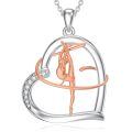 wholesale 925 Sterling Silver Metal Heart-Shaped Gymnastics Pendant Sportswear Necklace for Women Gifts-0-0